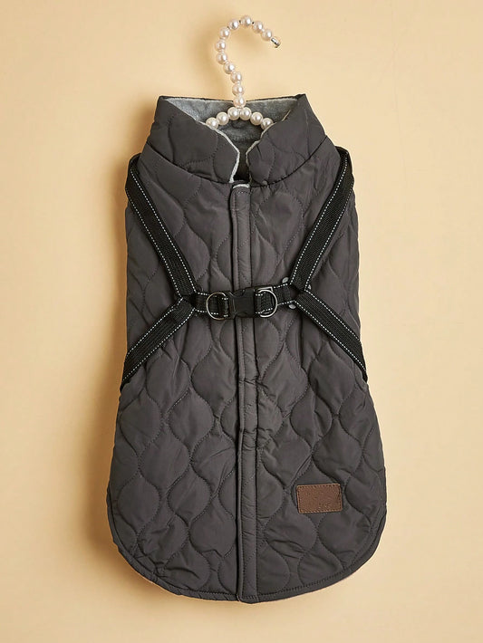 1Pc Pet Winter Vest Harness with Reflective Strips, Keeping Pets Warm and Safe, for Small Dogs or Cats