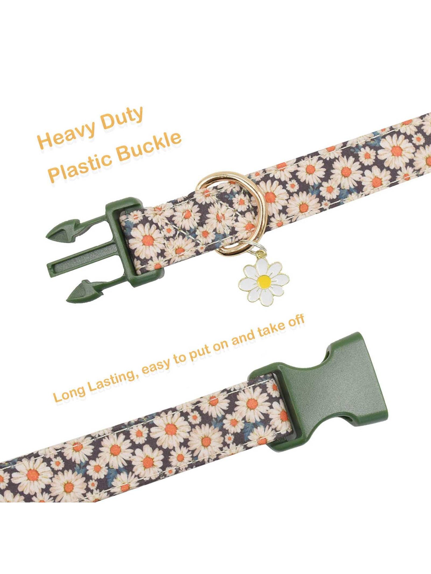 1Pc Flower Pattern Quick Release Dog Collar Suitable for Indoor and Outdoor Use
