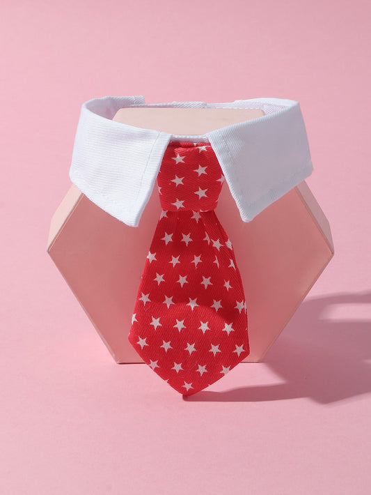 1Pc Medium/Small Dog Star Printed Gentleman Bowtie with Adjustable Hook and Loop