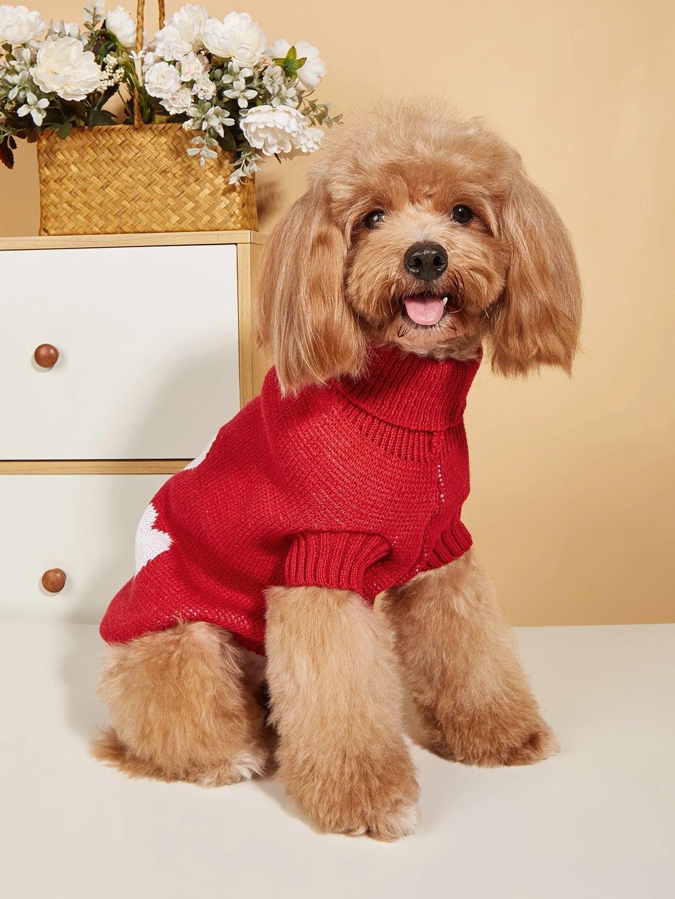 Valentine'S Day Autumn and Winter Pet Clothes, Red Heart and Lovely Heart Knitted Sweater Dress, Suitable for Teddy, French Bulldog, Bichon, Panda and Cat