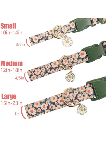 1Pc Flower Pattern Quick Release Dog Collar Suitable for Indoor and Outdoor Use