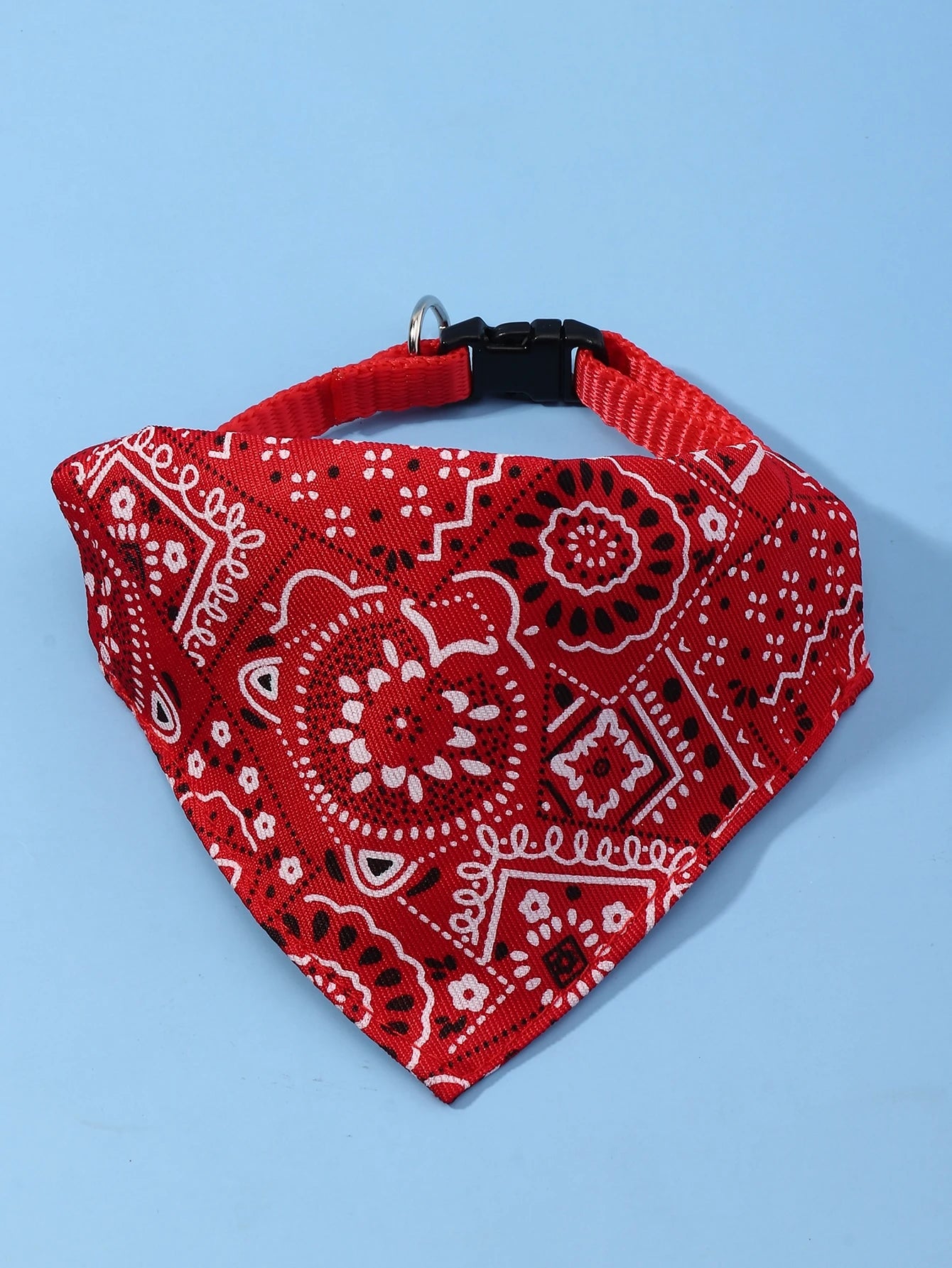1Pc Adjustable Printed PU Pet Bandana with Traction Buckle, Suitable for Small to Medium-Sized Dogs