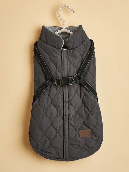 1Pc Pet Winter Vest Harness with Reflective Strips, Keeping Pets Warm and Safe, for Small Dogs or Cats