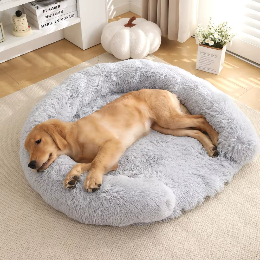 Round Dog Bed Dog Plush Pet Bed Winter Thickened Pad Dog Sleeping Bed Sofa Removable Pad Dog Small Large Dog Kennel