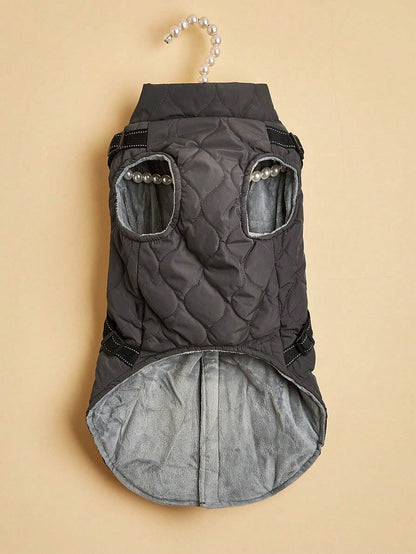 1Pc Pet Winter Vest Harness with Reflective Strips, Keeping Pets Warm and Safe, for Small Dogs or Cats