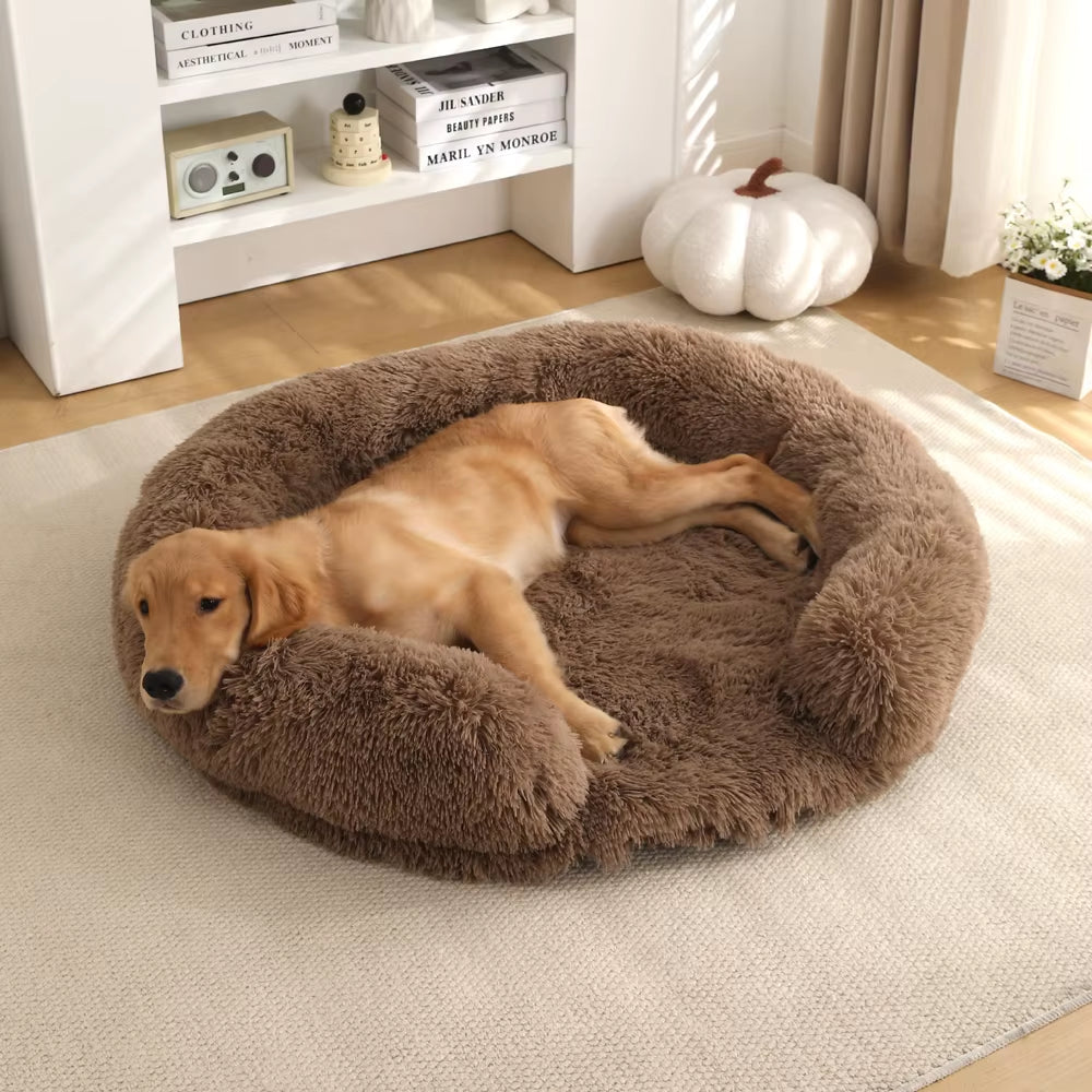 Round Dog Bed Dog Plush Pet Bed Winter Thickened Pad Dog Sleeping Bed Sofa Removable Pad Dog Small Large Dog Kennel