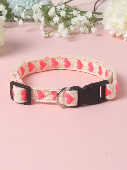 1 Piece of Heart Patterned Jacquard Thin Soft Pet Collar Suitable for Small Cats and Dogs to Use at Home and Outdoors (Not Suitable for Cat and Dog Accessories for Large Dogs)