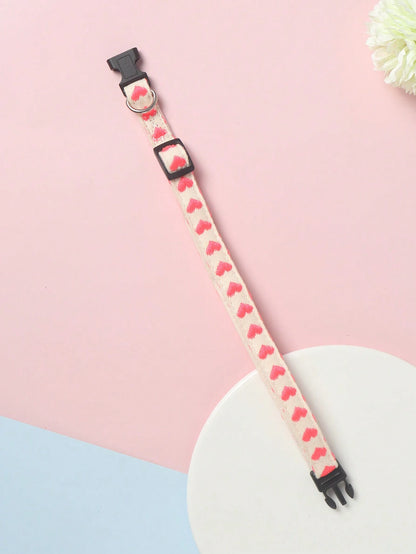 1 Piece of Heart Patterned Jacquard Thin Soft Pet Collar Suitable for Small Cats and Dogs to Use at Home and Outdoors (Not Suitable for Cat and Dog Accessories for Large Dogs)