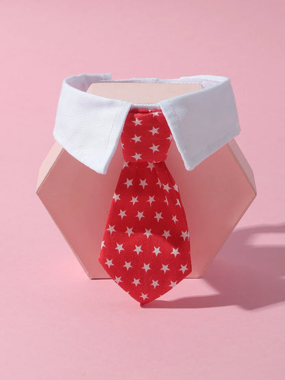 1Pc Medium/Small Dog Star Printed Gentleman Bowtie with Adjustable Hook and Loop