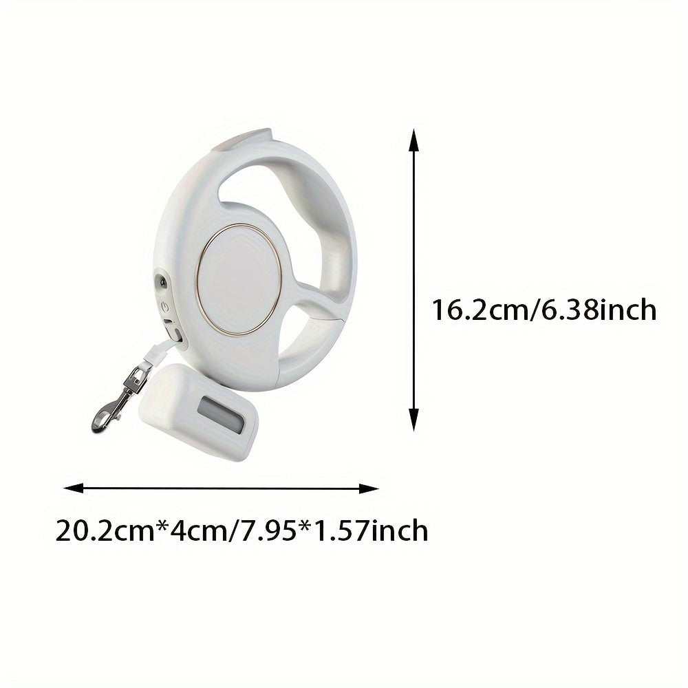 Correa Retráctil 3 m con Luz LED y Porta Bolsas – USB Recargable, Resistente hasta 100 kg