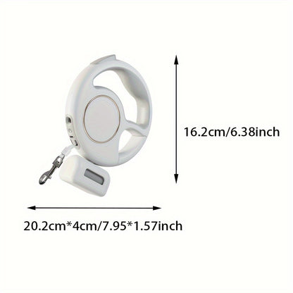 Correa Retráctil 3 m con Luz LED y Porta Bolsas – USB Recargable, Resistente hasta 100 kg