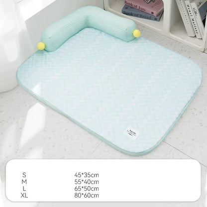 Spring and Summer L-Shaped Dog Bed Cushion Sofa Bed Teddy Dog Mat Cat Cool Bed Summer Cooling Cat Bed Pet Bed
