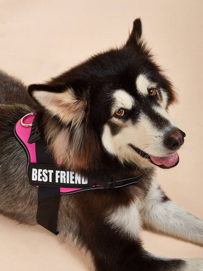 1Pc Pink, Anti-Explosion, Flashing Strip Decorated Pet Chest Strap, Back Strap, Vest-Style Harness, Suitable for Small, Medium, and Large Dogs to Go Out for Walks or Trainings