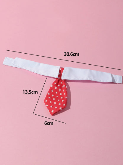 1Pc Medium/Small Dog Star Printed Gentleman Bowtie with Adjustable Hook and Loop