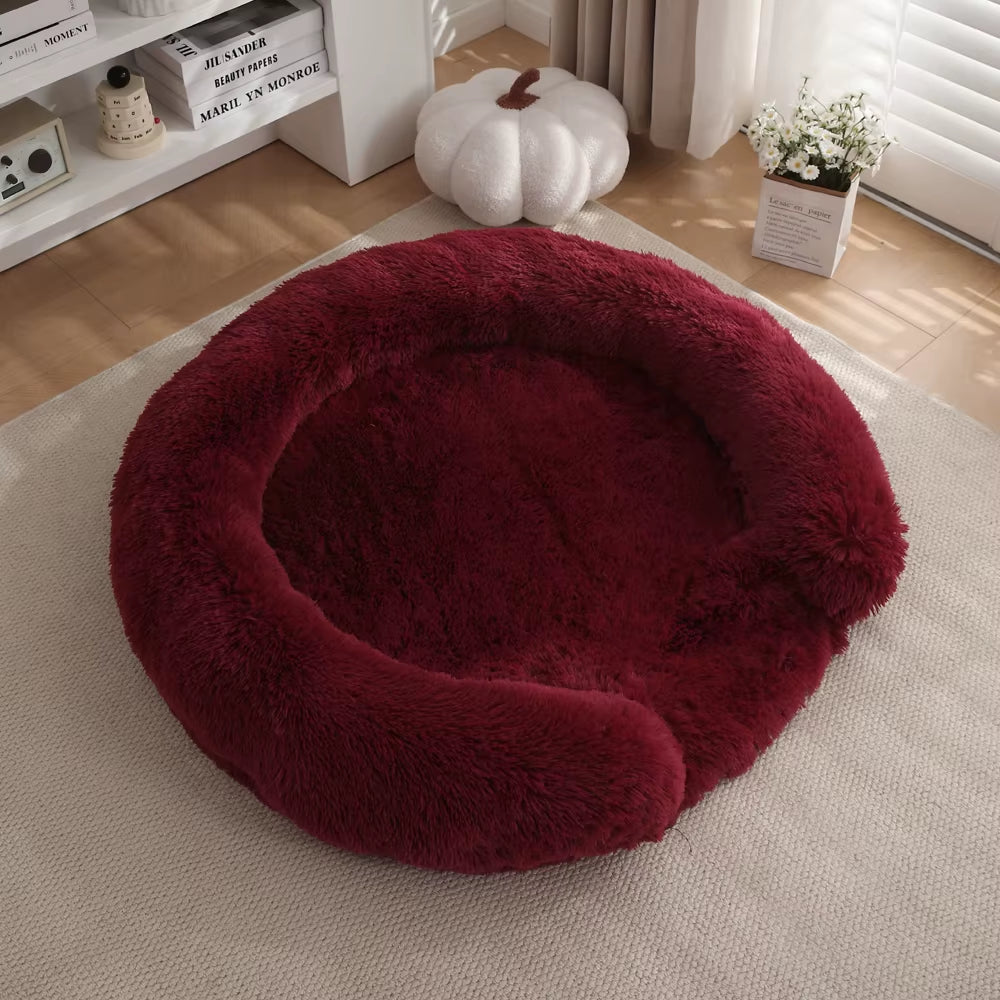 Round Dog Bed Dog Plush Pet Bed Winter Thickened Pad Dog Sleeping Bed Sofa Removable Pad Dog Small Large Dog Kennel