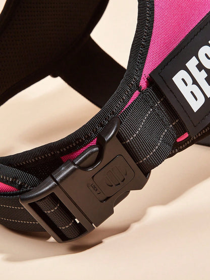 1Pc Pink, Anti-Explosion, Flashing Strip Decorated Pet Chest Strap, Back Strap, Vest-Style Harness, Suitable for Small, Medium, and Large Dogs to Go Out for Walks or Trainings