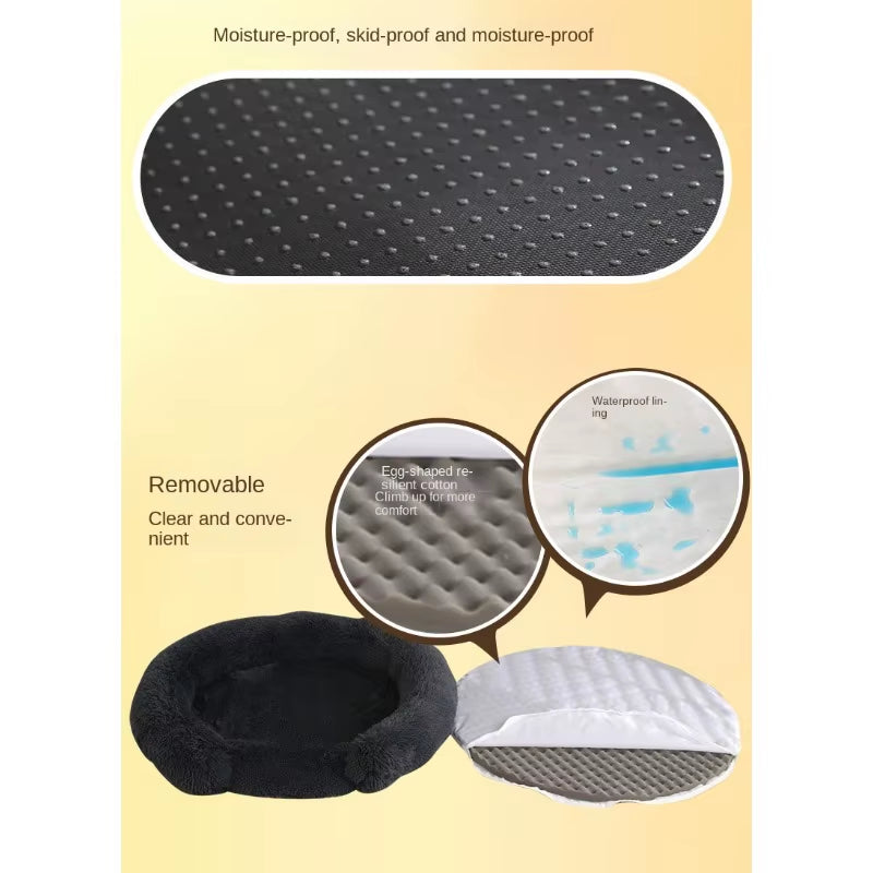 Round Dog Bed Dog Plush Pet Bed Winter Thickened Pad Dog Sleeping Bed Sofa Removable Pad Dog Small Large Dog Kennel