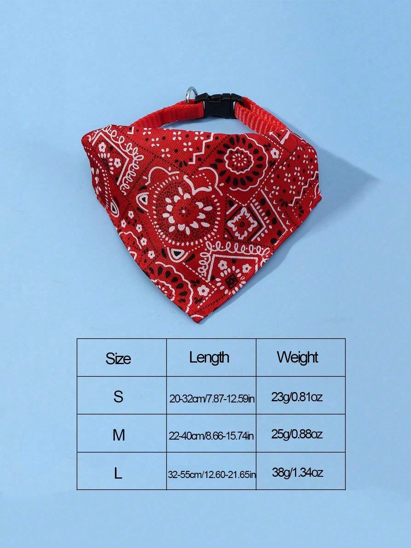 1Pc Adjustable Printed PU Pet Bandana with Traction Buckle, Suitable for Small to Medium-Sized Dogs