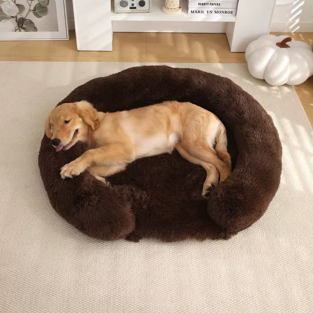 Round Dog Bed Dog Plush Pet Bed Winter Thickened Pad Dog Sleeping Bed Sofa Removable Pad Dog Small Large Dog Kennel