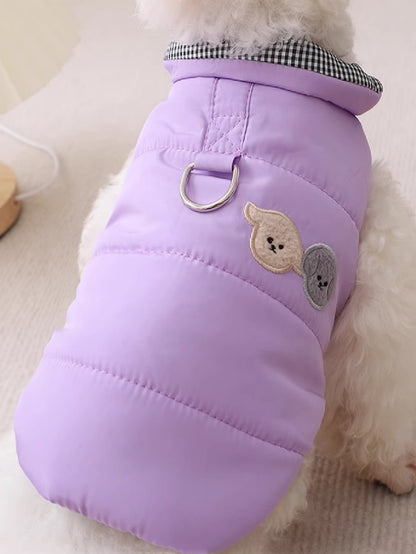 1Pc Cartoon Dog Embroidered Thick Jacket for Pets