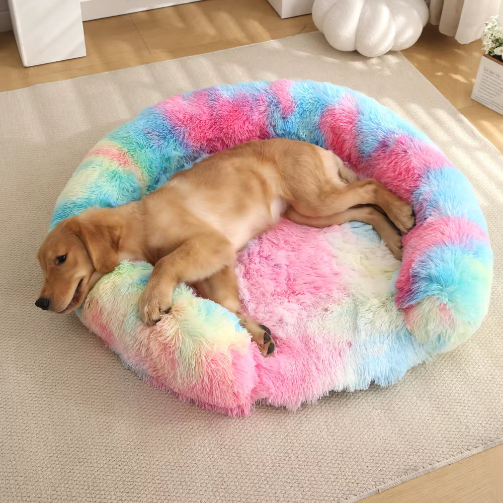 Round Dog Bed Dog Plush Pet Bed Winter Thickened Pad Dog Sleeping Bed Sofa Removable Pad Dog Small Large Dog Kennel