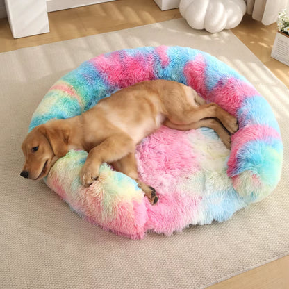 Round Dog Bed Dog Plush Pet Bed Winter Thickened Pad Dog Sleeping Bed Sofa Removable Pad Dog Small Large Dog Kennel