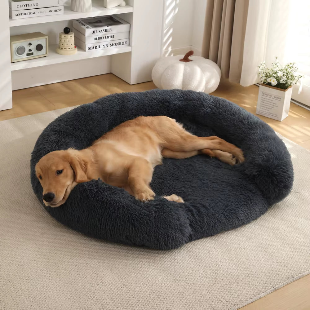 Round Dog Bed Dog Plush Pet Bed Winter Thickened Pad Dog Sleeping Bed Sofa Removable Pad Dog Small Large Dog Kennel