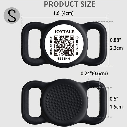 Joytale [ NO APP Required ] Silent Silicone QR Code Dog Tag, Slide On Dog Tags For Dog Collars Or Vest, NFC Pet Online Profile, Scan QR To Send Location Alert Email