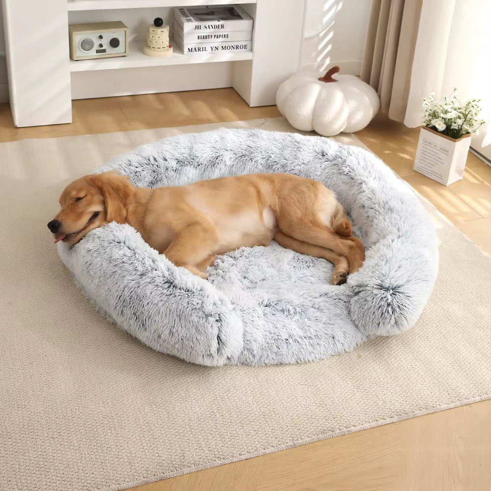 Round Dog Bed Dog Plush Pet Bed Winter Thickened Pad Dog Sleeping Bed Sofa Removable Pad Dog Small Large Dog Kennel