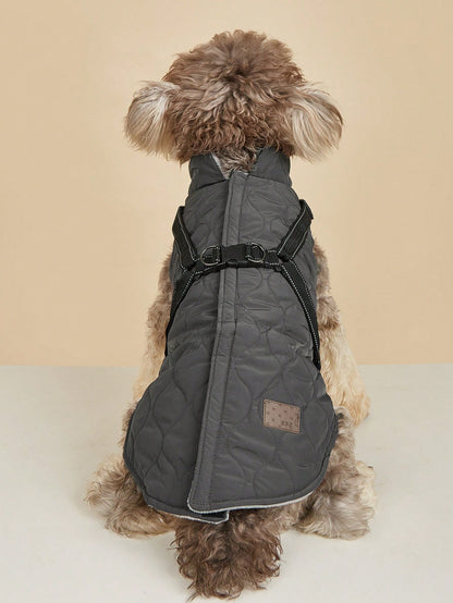 1Pc Pet Winter Vest Harness with Reflective Strips, Keeping Pets Warm and Safe, for Small Dogs or Cats