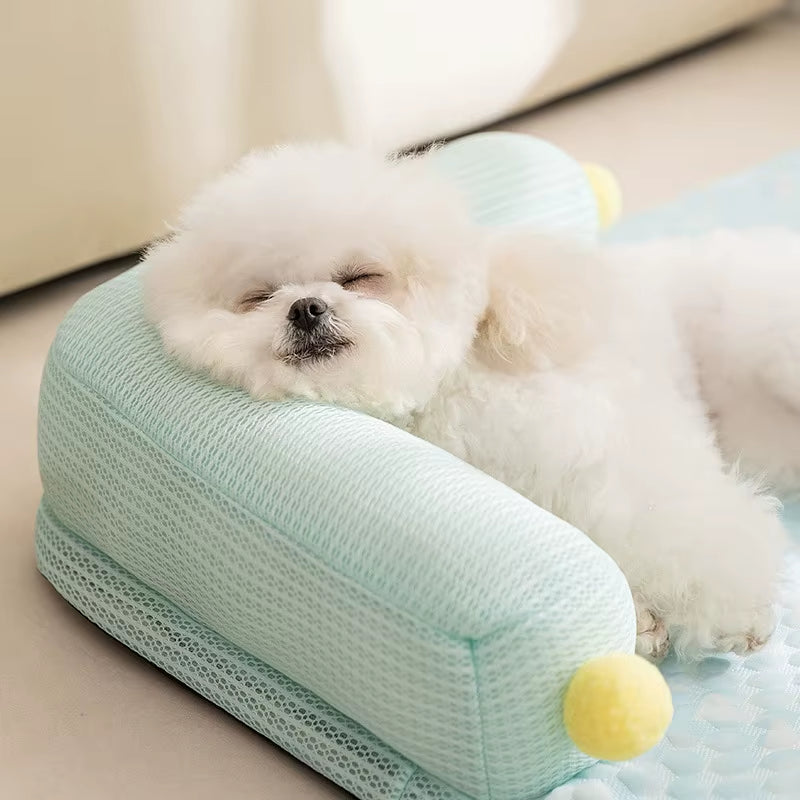 Spring and Summer L-Shaped Dog Bed Cushion Sofa Bed Teddy Dog Mat Cat Cool Bed Summer Cooling Cat Bed Pet Bed