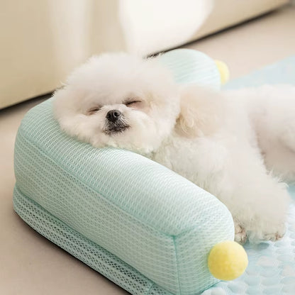Spring and Summer L-Shaped Dog Bed Cushion Sofa Bed Teddy Dog Mat Cat Cool Bed Summer Cooling Cat Bed Pet Bed