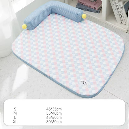 Spring and Summer L-Shaped Dog Bed Cushion Sofa Bed Teddy Dog Mat Cat Cool Bed Summer Cooling Cat Bed Pet Bed