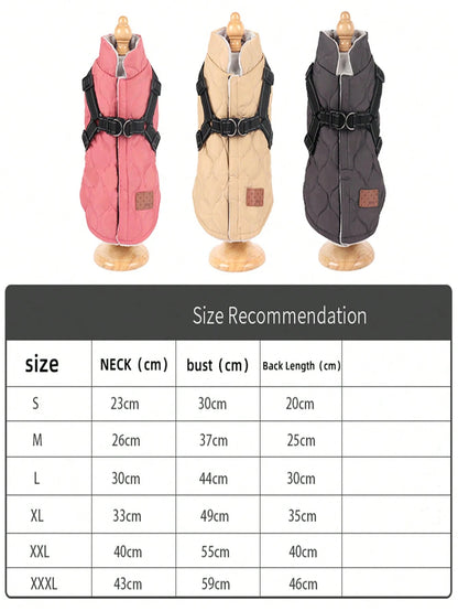 1Pc Pet Winter Vest Harness with Reflective Strips, Keeping Pets Warm and Safe, for Small Dogs or Cats