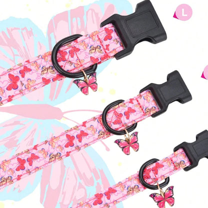 CP607/CP709--1pc pet collar with animal/dinosaur prints and pendants, adjustable twill fabric collar for dogs and cats.