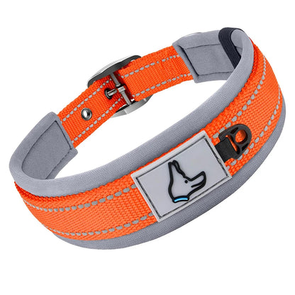 Padded Dog Collars for small Medium large Dogs Reflective Wide Pet Collars Adjustable Heavy Duty Nylon Neoprene Dog Collar