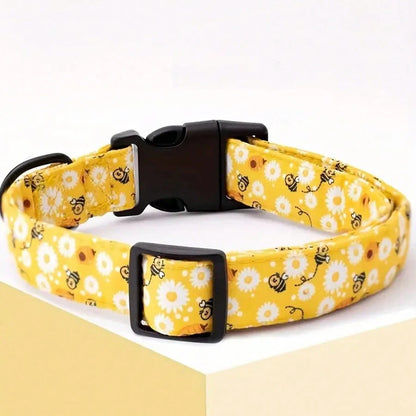 CP607/CP709--1pc pet collar with animal/dinosaur prints and pendants, adjustable twill fabric collar for dogs and cats.