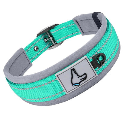 Padded Dog Collars for small Medium large Dogs Reflective Wide Pet Collars Adjustable Heavy Duty Nylon Neoprene Dog Collar