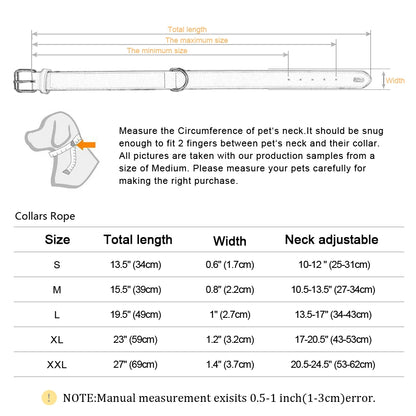 Leather Dog Collar Soft Padded Dogs Collars Adjustable Pet Puppy Bulldog  Chihuahua Necklace Durable for Small Medium Large Dogs