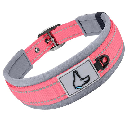 Padded Dog Collars for small Medium large Dogs Reflective Wide Pet Collars Adjustable Heavy Duty Nylon Neoprene Dog Collar