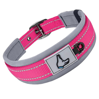 Padded Dog Collars for small Medium large Dogs Reflective Wide Pet Collars Adjustable Heavy Duty Nylon Neoprene Dog Collar