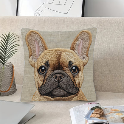 Funda de Cojín 18x18 – Bulldog Francés Bordado