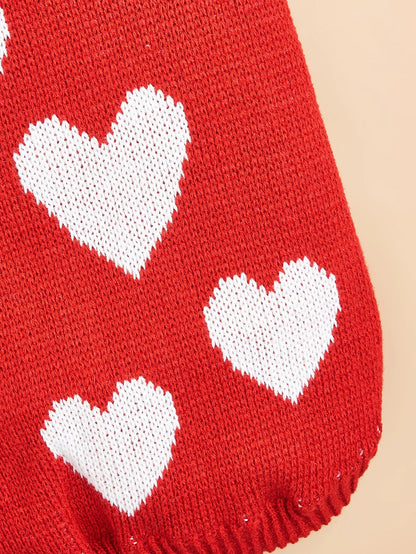 Valentine'S Day Autumn and Winter Pet Clothes, Red Heart and Lovely Heart Knitted Sweater Dress, Suitable for Teddy, French Bulldog, Bichon, Panda and Cat