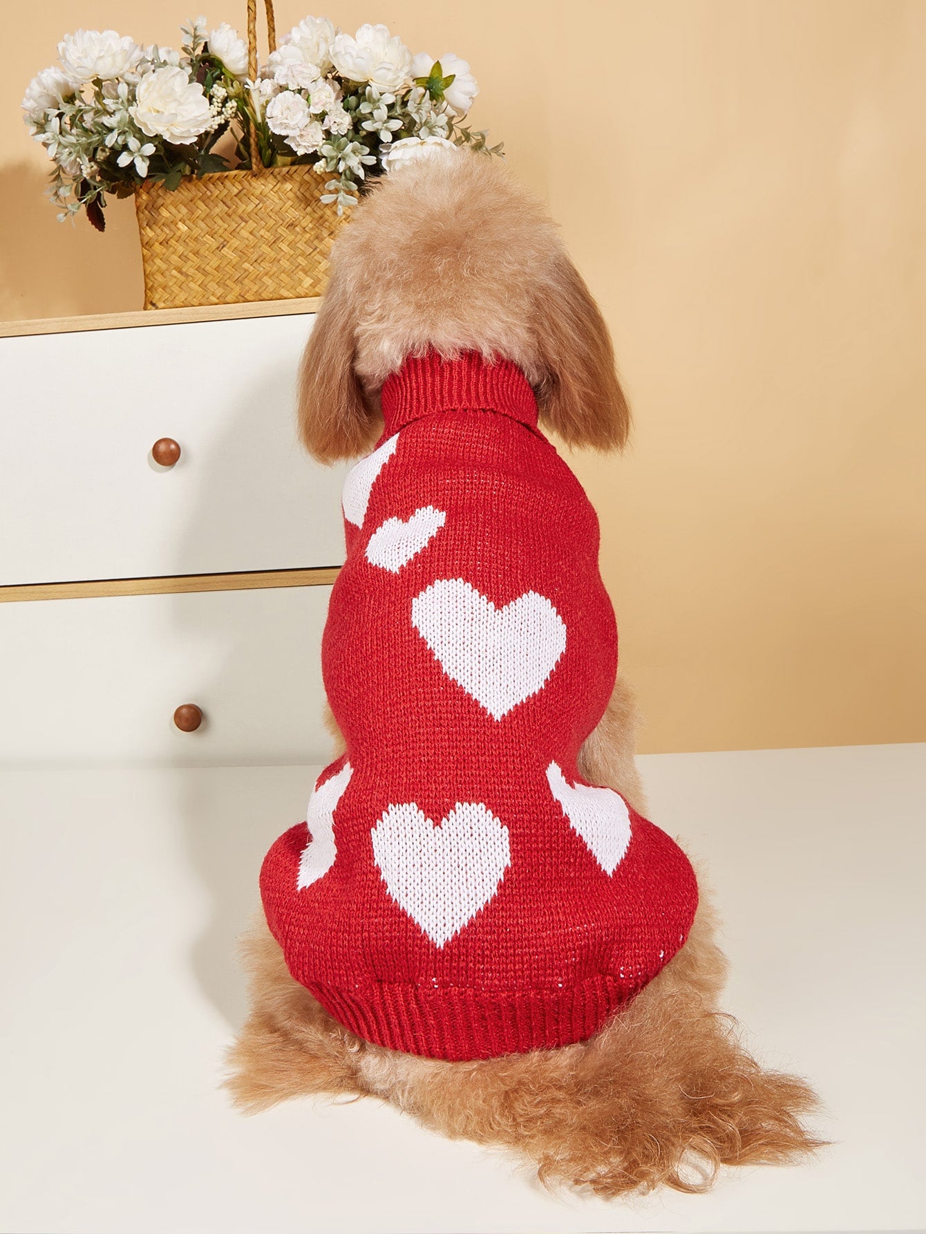 Valentine'S Day Autumn and Winter Pet Clothes, Red Heart and Lovely Heart Knitted Sweater Dress, Suitable for Teddy, French Bulldog, Bichon, Panda and Cat