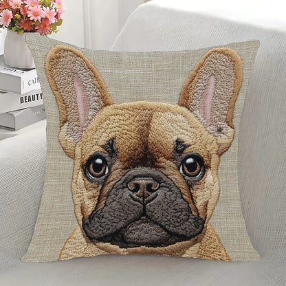 Funda de Cojín 18x18 – Bulldog Francés Bordado