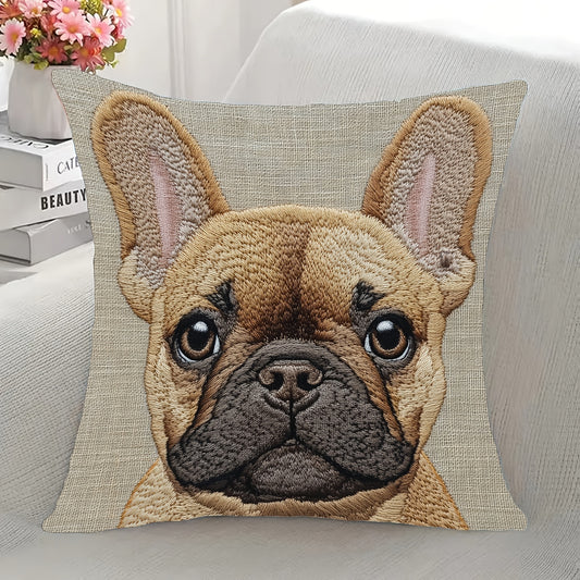 Funda de Cojín 18x18 – Bulldog Francés Bordado