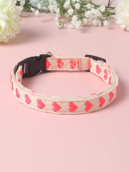 1 Piece of Heart Patterned Jacquard Thin Soft Pet Collar Suitable for Small Cats and Dogs to Use at Home and Outdoors (Not Suitable for Cat and Dog Accessories for Large Dogs)