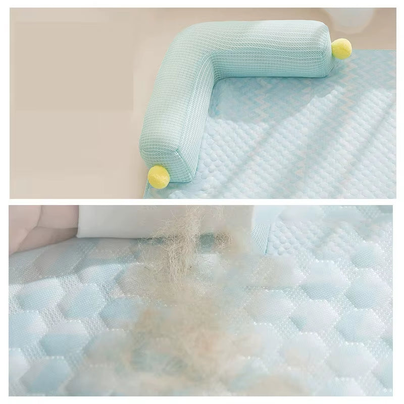 Spring and Summer L-Shaped Dog Bed Cushion Sofa Bed Teddy Dog Mat Cat Cool Bed Summer Cooling Cat Bed Pet Bed
