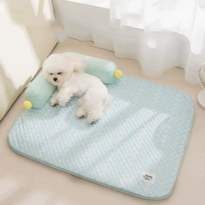 Spring and Summer L-Shaped Dog Bed Cushion Sofa Bed Teddy Dog Mat Cat Cool Bed Summer Cooling Cat Bed Pet Bed