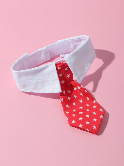 1Pc Medium/Small Dog Star Printed Gentleman Bowtie with Adjustable Hook and Loop